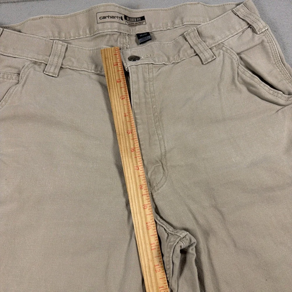 Carhartt Carpenter Pants Men 35x32 Relaxed Fit Tan Beige Canvas‎ Cotton Workwear